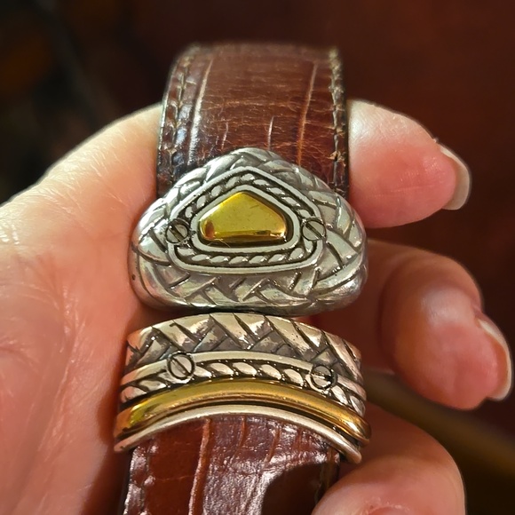 VTG Brighton - Croc Gold/Silver Reversible Belt Black/Brown - Size 32 - Picture 7 of 9